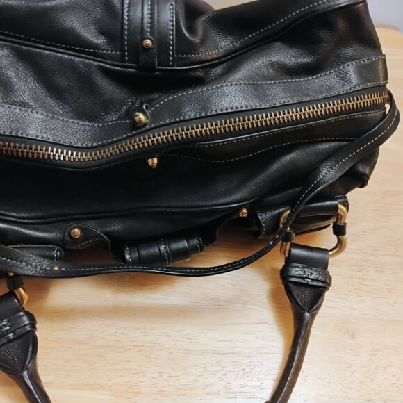 Juicy Couture BLACK LEATHER satchel Logo legacy Bag purse  ICONIC - Picture 13 of 13